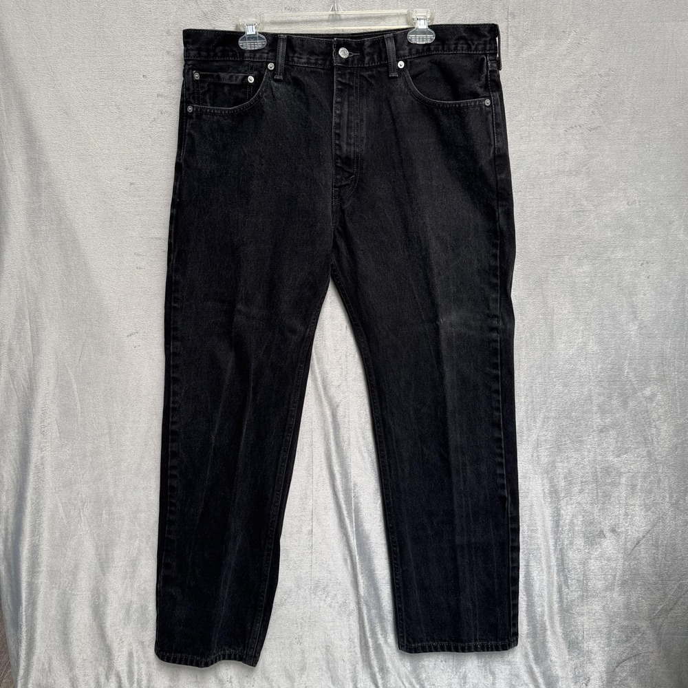 Levis 505 Jeans Mens 38x30 Black‎ Denim Regular Fit Straight Leg Dark Wash Pants